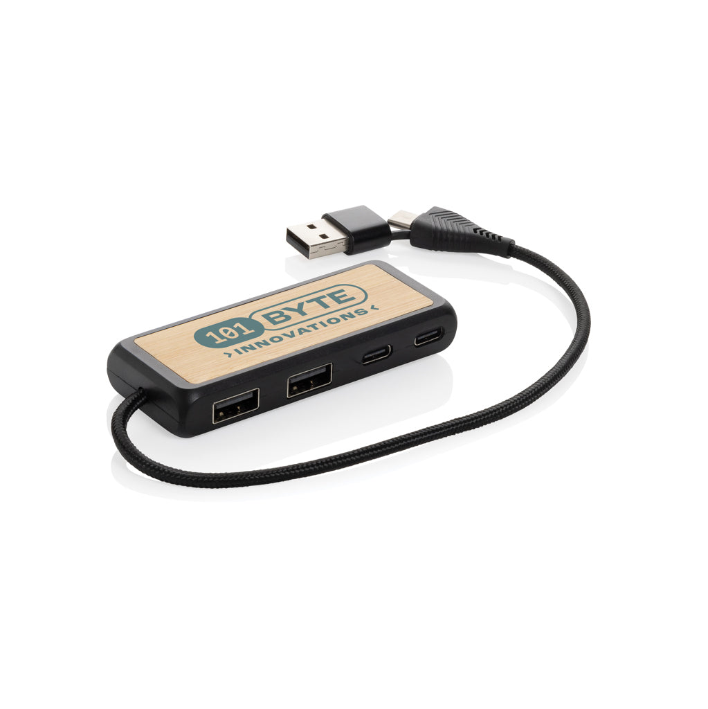 Link RCS kaksoistulo USB-hub kierrätysmuovia ja bambua-3