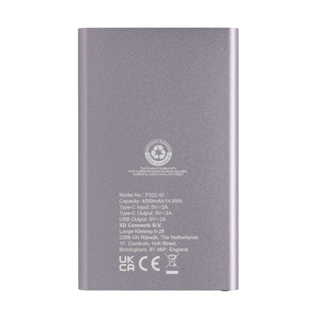 4000mAh virtapankki USB-C:llä RCS muovista/alumiinista-5