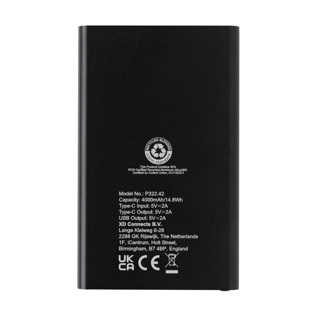4000mAh virtapankki USB-C:llä RCS muovista/alumiinista-15