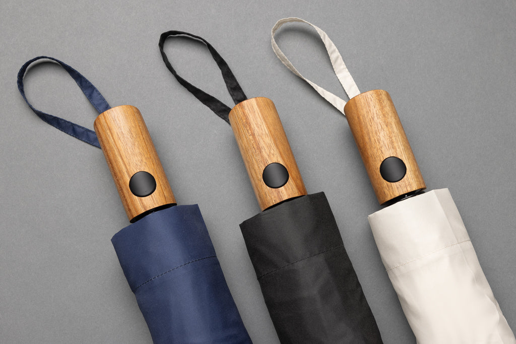 Kaycey 21" AWARE™ RPET Akaasiapuinen mini sateenvarjo-14