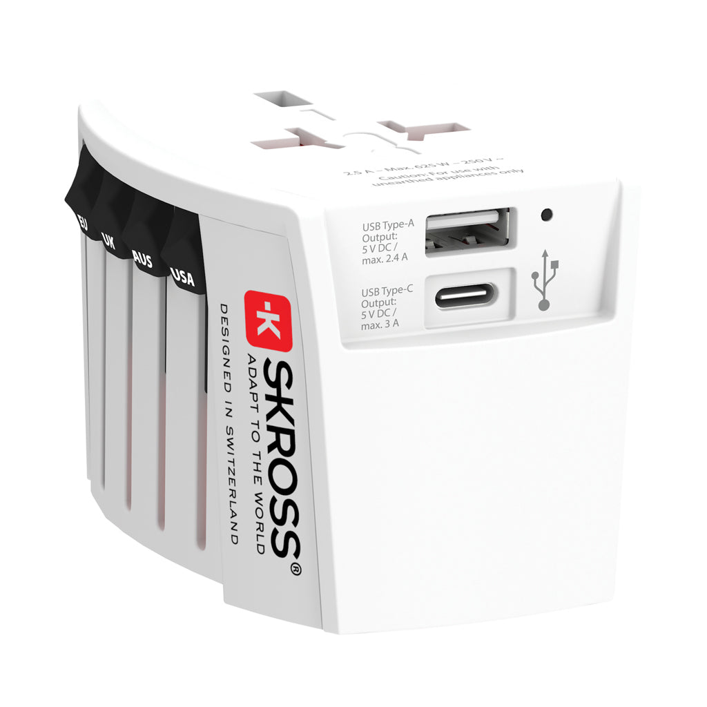 SKROSS World Travel MUV 2-napainen USB A ja C adapteri-1