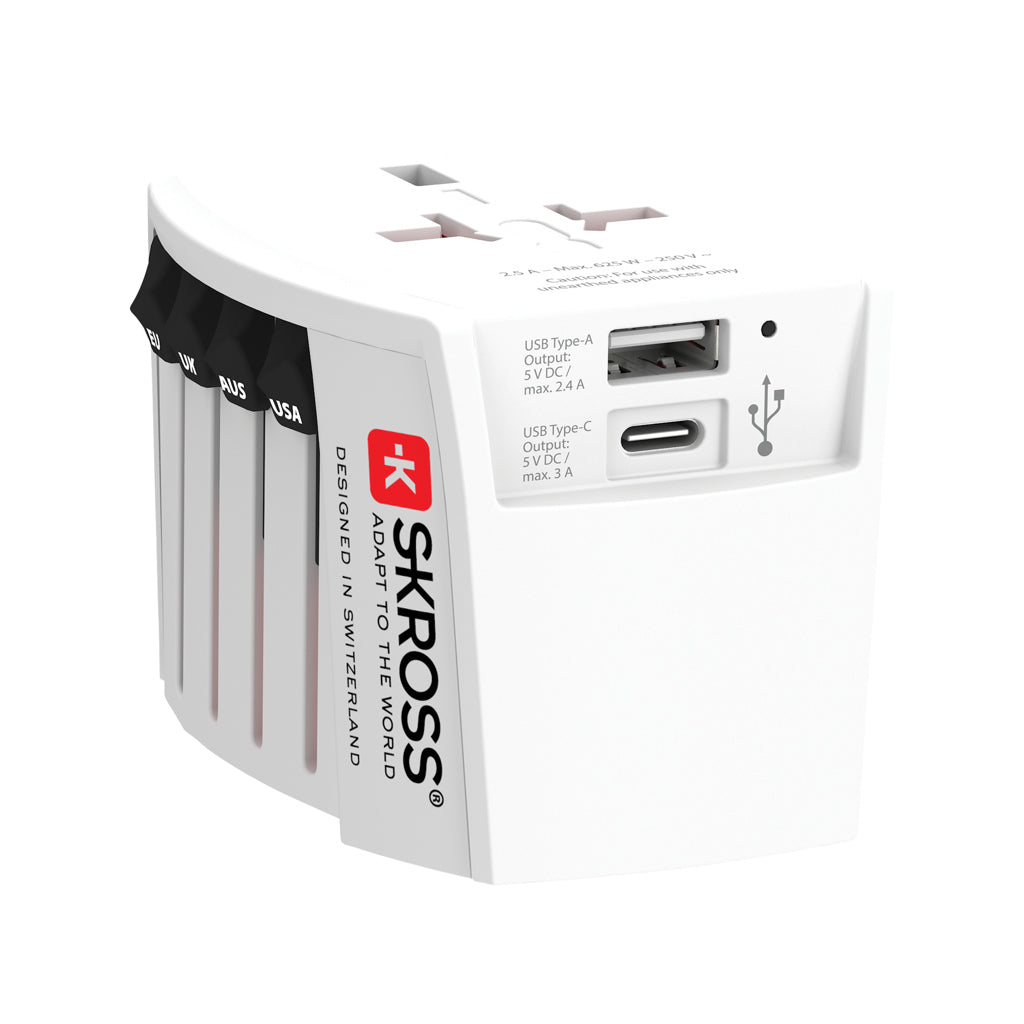SKROSS World Travel MUV 2-napainen USB A ja C adapteri-0