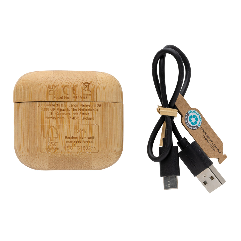 TWS kuulokkeet RCS kierrätetystä muovista ja bambusta-3