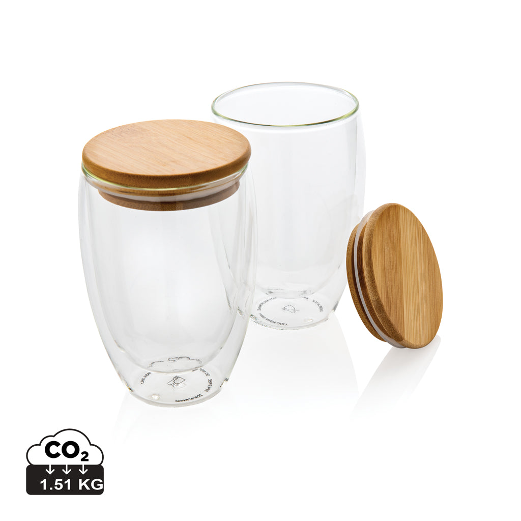 Borosilikaattilasinen lasi bambukannella 350ml 2kpl-0