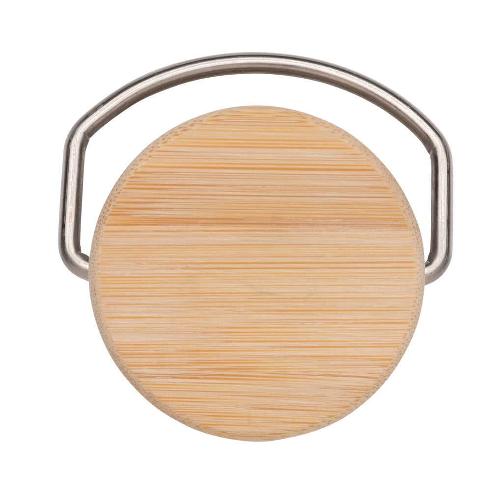 Pullo ruostumattomasta teräksestä bambukannella-5