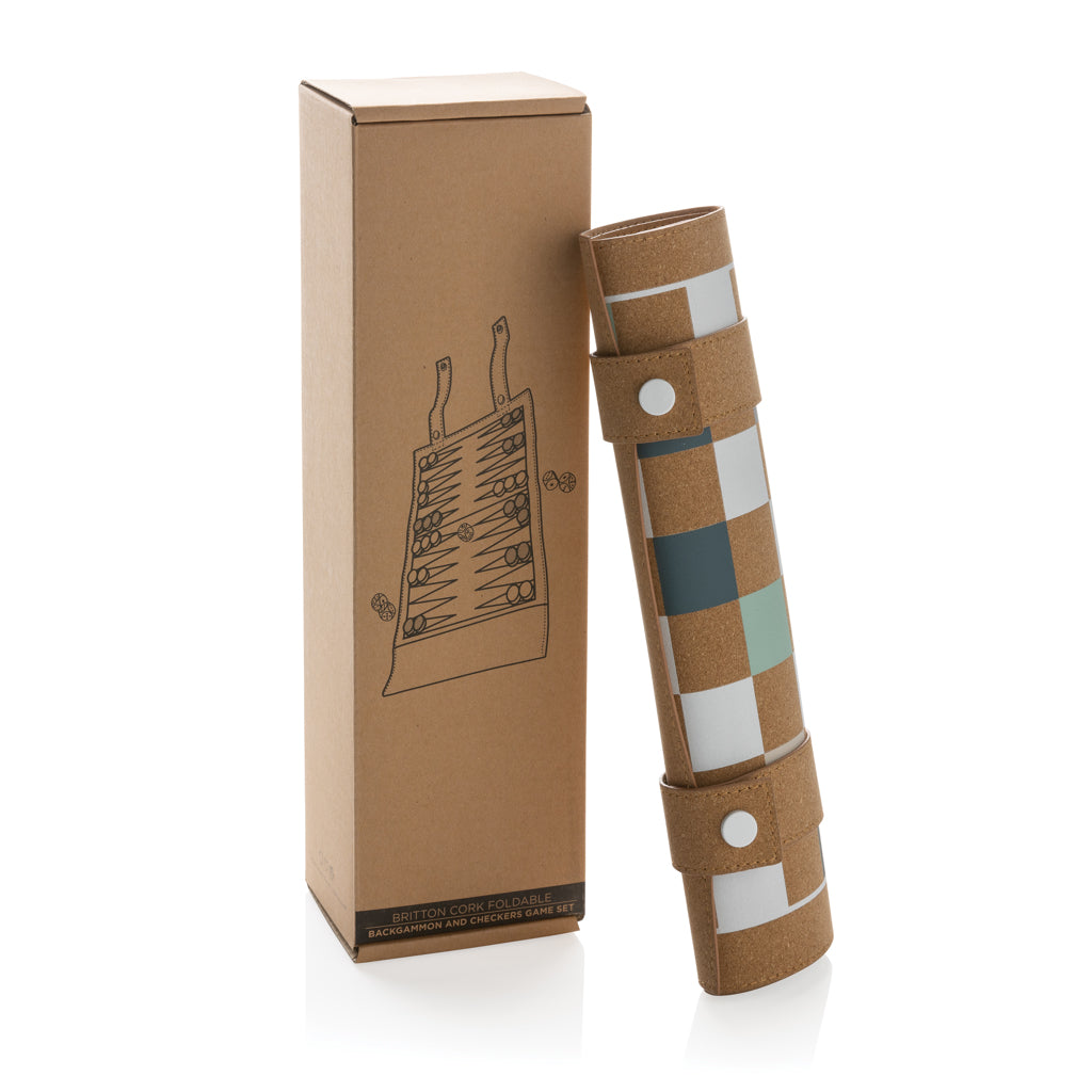 Britton taitettava backgammon -ja tammipelisetti korkista-7